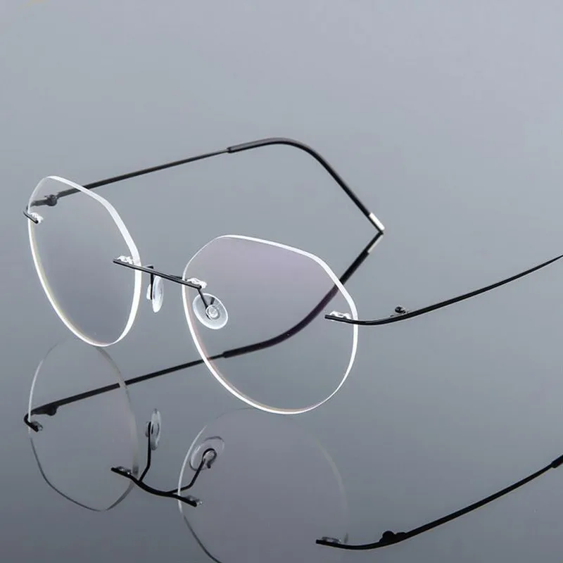 

New Women Classic Polygon Titanium Rimless Glasses Frames , Female Myopia Optical Frame , Ultra-light Frameless Eyeglasses F962