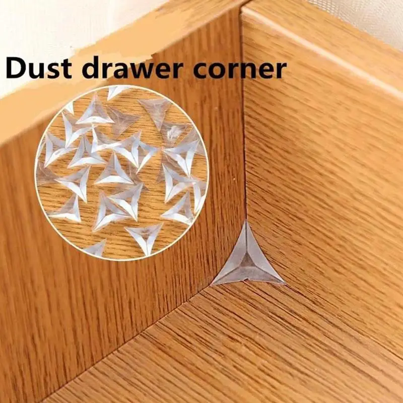 

50Pcs/set PVC Transparent Drawer Corner Dustproof Angle Wardrobe Cabinet Dead for household Products Cabinet Dust Angle