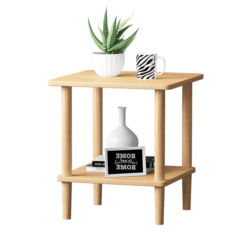 Solid wood bedside table simple modern small tea square sofa side cabinet in living room |