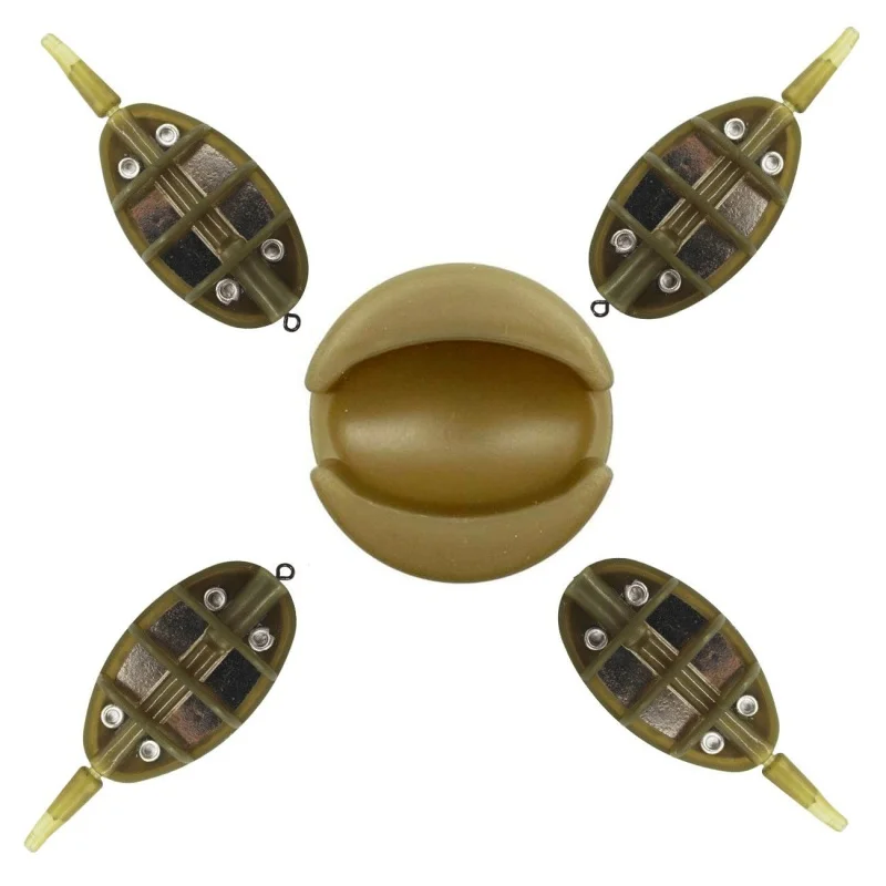 Для рыбалки на карпа, Встроенный плоский методы приманки 4 кормушки 15/20/25/35g 30/35/50/60 г набор форм для ловли карпа для доставки прикорма и оснастки HolderTool WW4