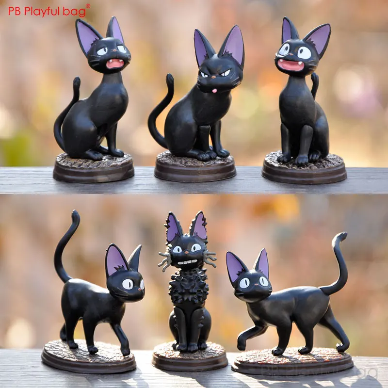 

Игрушечная сумка 6 шт. милые черные кошки JiJi Фигурки ПВХ Коллекционная модель аниме экшн-фигурки мини кошки игрушки модель маленькое украшение HG32