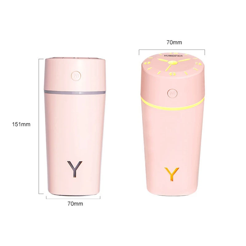 230ML USB Clock Shape Air Humidifier Ultrasonic Cool-Mist Adorable Mini Aroma Humidifier for Office Home Living Room Bedroom