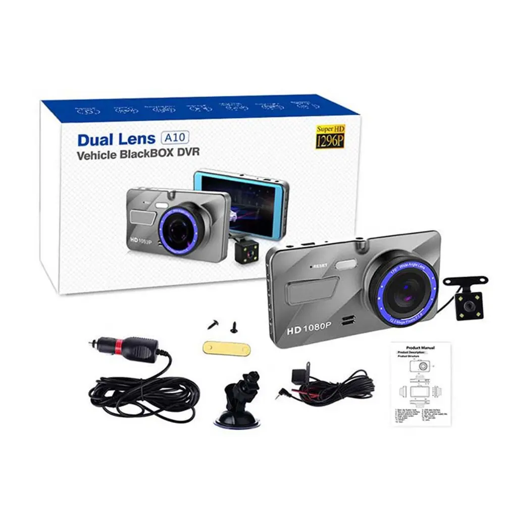 

4.0 inch Dash Cam Car Vehicle DVR HD 1080P Dual Lens Front and Back Camera for Car Rear View Mirror 170 degree Video Recorder