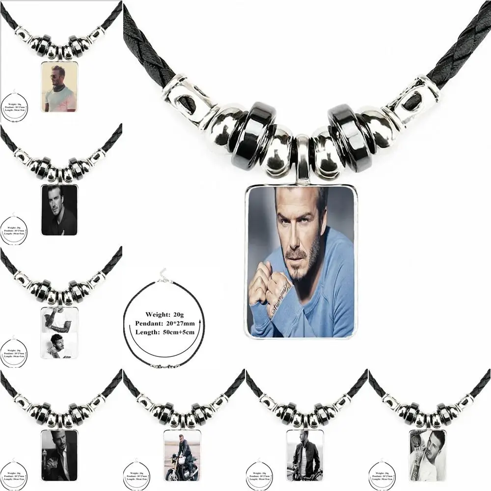For Women Gift Joke Eleven Paris Smith David Beckham Vintage Jewelry Black Leather Bead Pendant Glass Cabochon Necklace | Украшения и