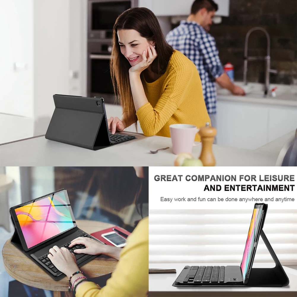  USA/FR/GER Keyboard Case For Samsung Galaxy Tab A 10.1 2019 T510 T515 Tablet Case Pu Leather Detach