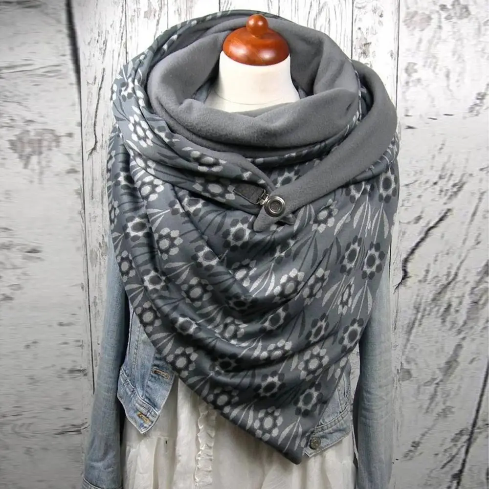 

WinterDot Printing Scarfr Patchwork Button Malaysia Scarfes Soft Wrap Muffer Women Casual Warm Shawlsc Scarf echarpe hiver femme