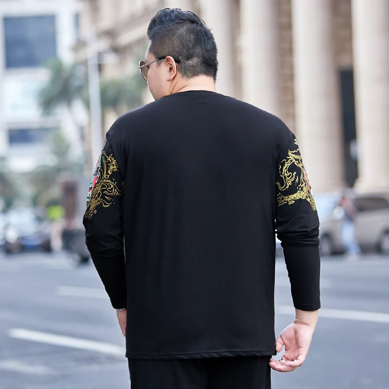 Новинка, большие размеры 8XL 7XL 6X, молодежная печать,, новые весенние высокоэластичные хлопковые футболки, мужская облегающая футболка с длинным рукавом и v-образным вырезом