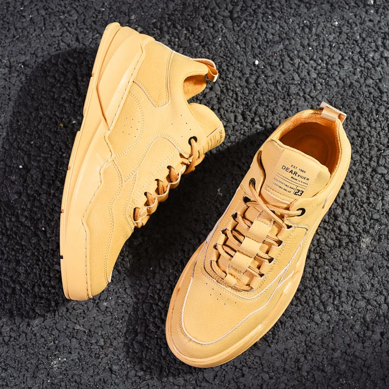 

Douyin Celebrity Style Air Force One Shoe Men's Korean-style Casual Board Shoes MEN'S SHOES Yellow INS Popular Brand Soft Surfac