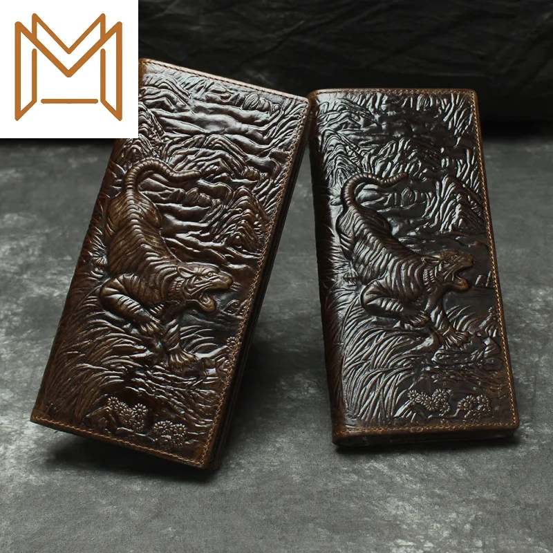 

Concise Oil Wax Wallet Men Women Genuine Leather Three-dimensional Stripe Wallet Discount Layer Cowhide Wallet