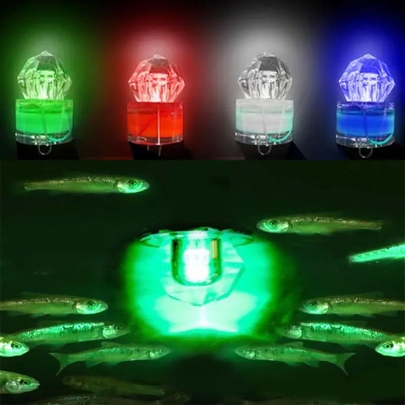 Description Picture 6 of itemMini Submersible LED Fishing Light Deep Drop Underwater Diamond Fish Squid Strobe Bait Lure Finder Light Underwater Tool 4 Color