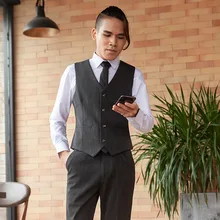 Осень и Новинка зимы Стиль мужские костюм жилет корейский-Стиль стройная фигура брак торжественное платье жилет Повседневное костюм модное платье-жилет