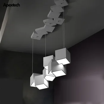 

Indoor Lighting LED Ceiling Chandeliers Cube Shaped Hanging Lights Dining Room Kitchen Island Suspended Chandelier White/Black