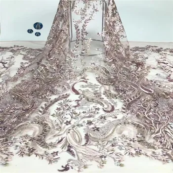 

2019 French sequin mesh lace new 3D color sequin fabric 5 yards high quality African chiffon heavy high-end sequin lace fabric