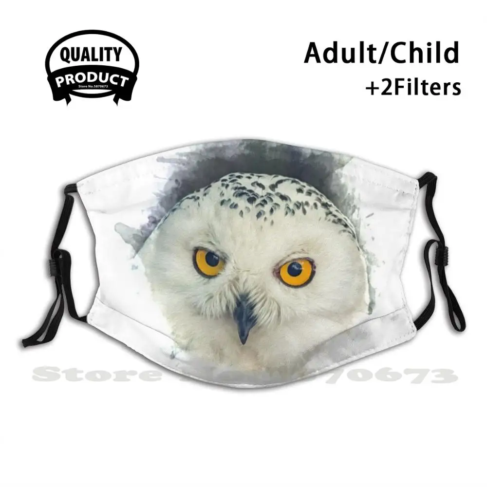 

Snowy Owl Reusable Mouth Mask Washable Filter Anti Dust Face Masks Snowy Snow Owl Rapacious Animal Wild