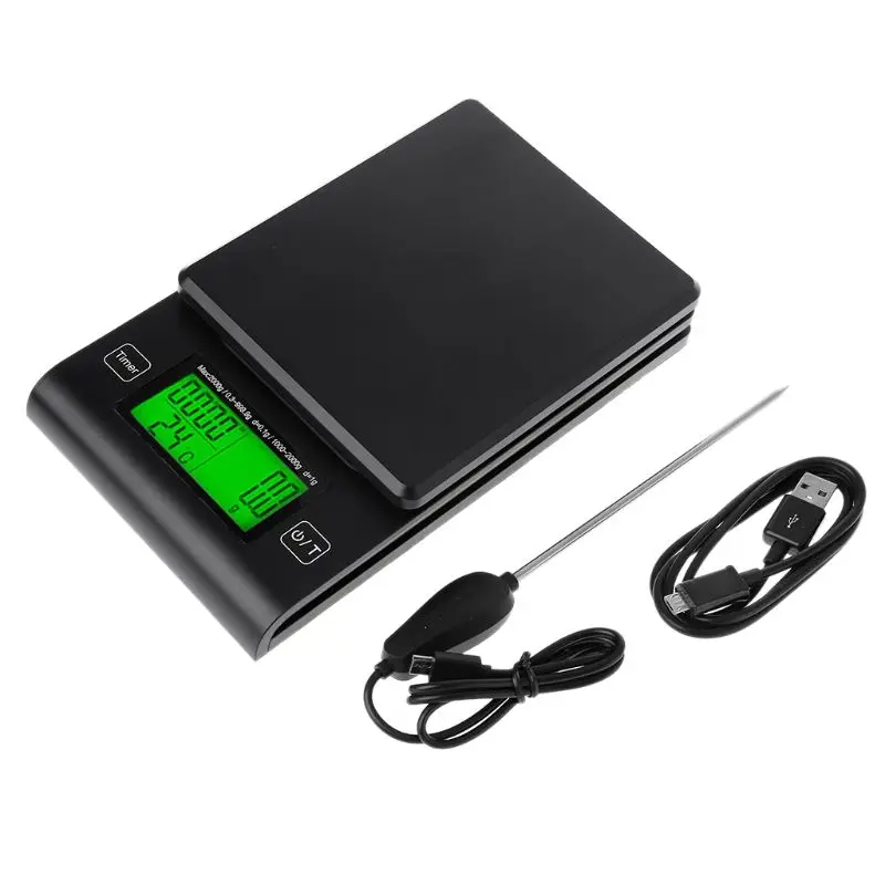 

1 Set Multi-function Kitchen Scale Timer Thermometer Coffee Scales w Temperature Probe