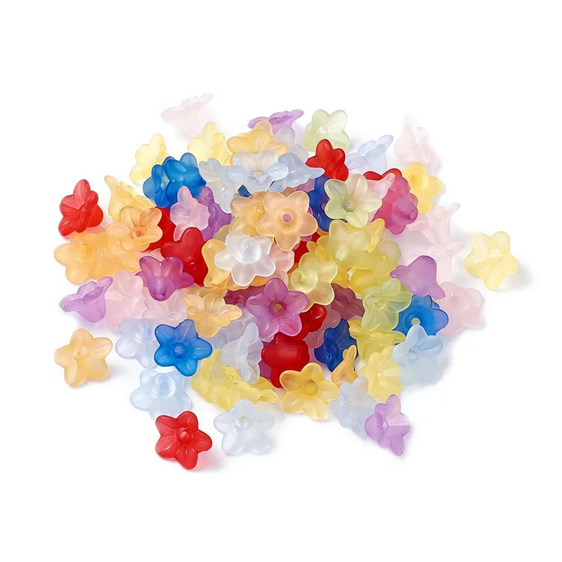 MIX Color Разноцветный Прозрачный матовый акриловый цветок бусины для самостоятельного изготовления ювелирных изделий ремесла 10x5 мм, отверстие: 1 мм; около 4200 шт/500 г F70 - Цвет: MIX Color