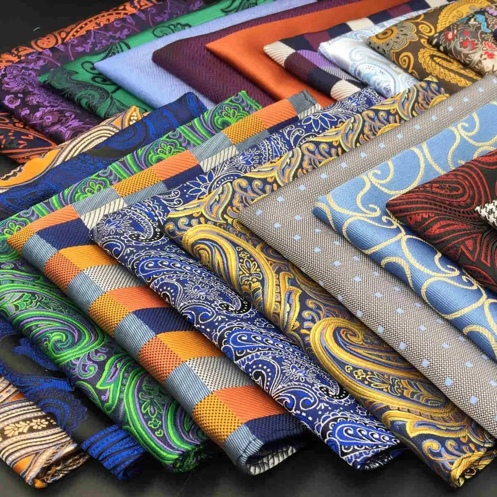 Mouchoir de poche coloré pour hommes, carré multicolore à pois Paisley classique en soie pour mariage, Hanky Jacquard d'affaires