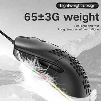 

1 PC M6 Hollow Honeycomb Pattern Game Mouse Lightweight RGB Wired Gaming Mice 12000DPI for Game Lovers