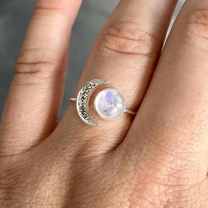 Bague Ringen 925 Серебряное Ювелирное кольцо для женщин лунный камень подарки на свадьбу и день рождения Юбилей открытие регулируемые Вечерние