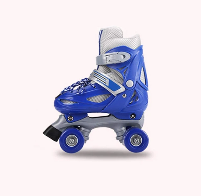 2021 Girls Kids Roller Skates Pvc Skating Shoes Sliding Quad Sneakers 4 Wheels 2 Row Line Outdoor Gym Sports Skate Shoes Patines blue two in one