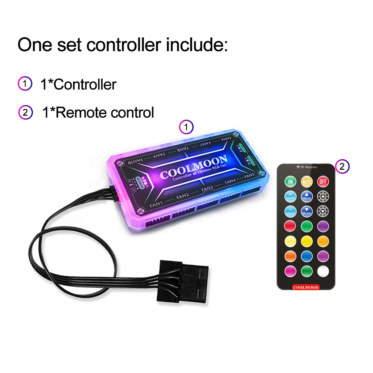 Controller Set 120 мм вентилятор RGB чехол для компьютера ПК Вентилятор RGB многоцветный светодиодный бесшумный дистанционный охлаждающий чехол для компьютера вентиляторы - Цвет лезвия: Controller Set