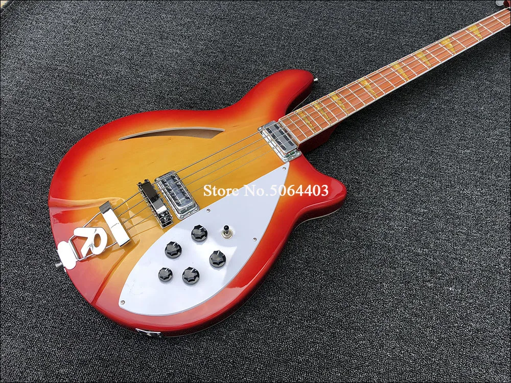 Высококачественные красные 4 струны электрогитары, середина воздуха, F air bass, красное дерево гриф