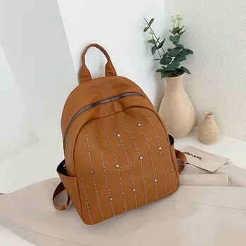 

Mini Backpack Women PU Leather Contrast Color Backpack Girls Small Casual Travel Bag Multi-Function Bags School Backpack #D