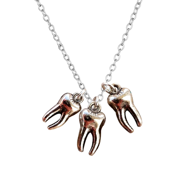 Vintage 90"s Goth fairy tooth necklace Dinosaur thick Chain Choker  thick metal tooth Necklace cute Mushroom Punk teeth