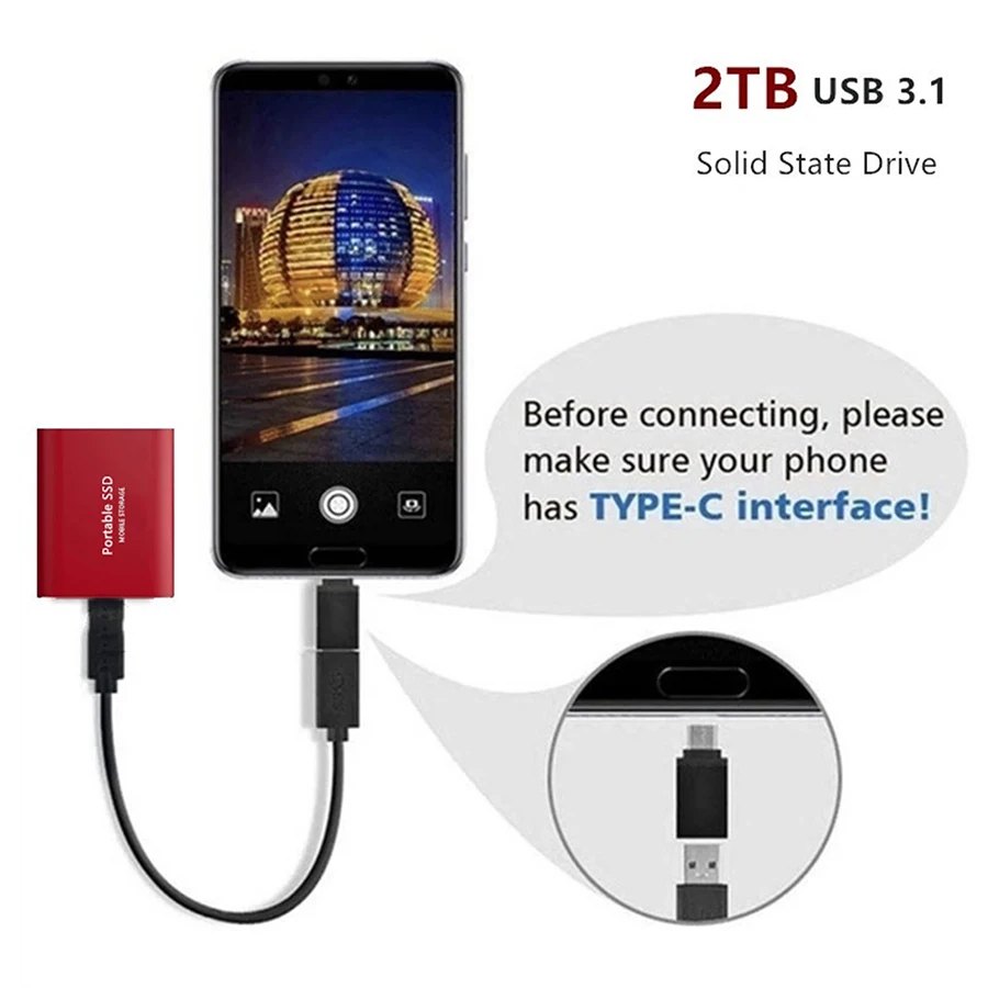 Ʈ ũž ޴  ϵ ̺, CŸ USB 3.1 SSD, ޴ ÷ ޸, 16TB, 8TB, 4TB, 500GB