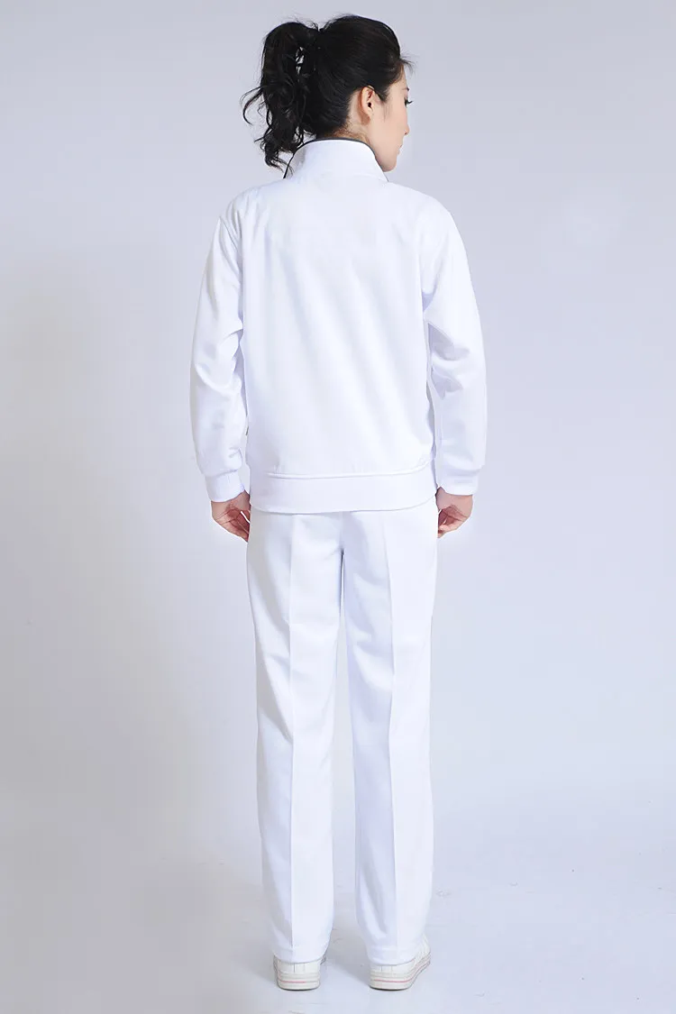 Xinda Chia Nan Korean Silk White Sports Clothing Set Coat Spring And Autumn Trousers Women's Men's Couples Casual Large Size Gro
