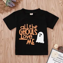 Черная футболка на Хеллоуин, с изображением пумкина, Упырей, для малышей, футболка для маленьких мальчиков и девочек, детские топы с короткими рукавами, маленькие хлопковые футболки