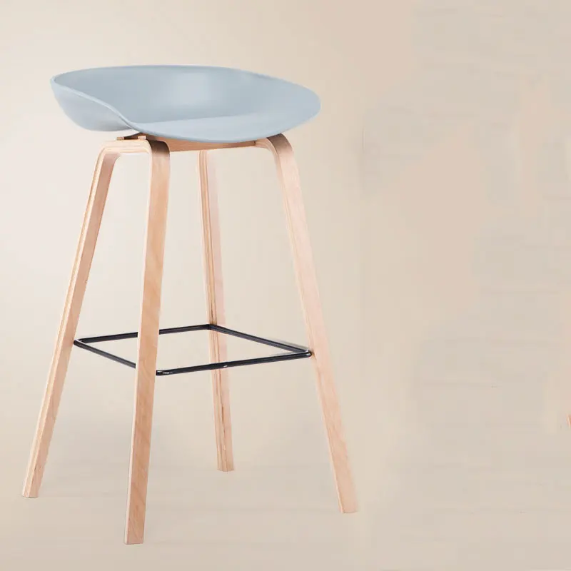 Gray-blue Log Frame Барный стул высокий стул Elm ремесло высокопрочный подшипник современная простота легко установить несколько вариантов - Цвет: Gray-blue Log Frame