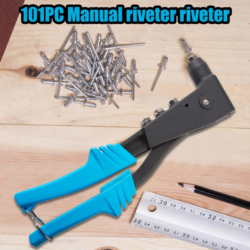 101Pcs Rivets Gun And Rivets Set Woodworking Screw 2.4mm, 3.2mm, 4.0mm And 4.8mm Rivets Screw Tools photo