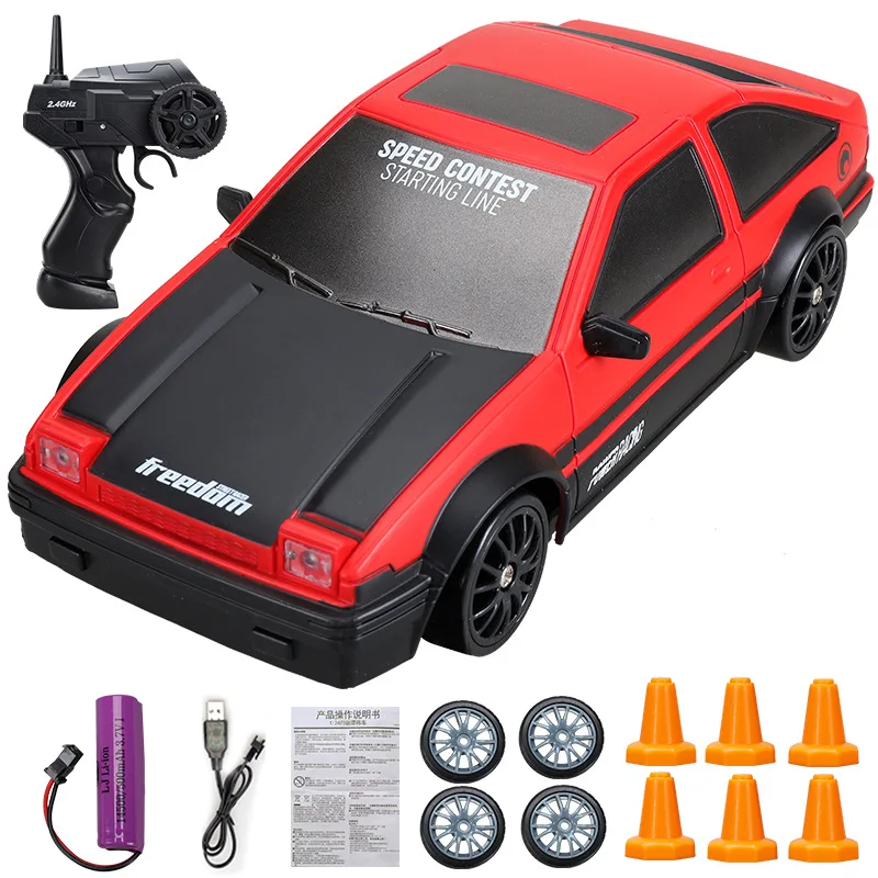 Remote Control Car RC Drift 2.4GHz 1:24 Scale 4WD 15KM/H High Speed Model  Vehicle with LED Lights Drifting Tire Racing Sport Toy for Adults Boys  Girls