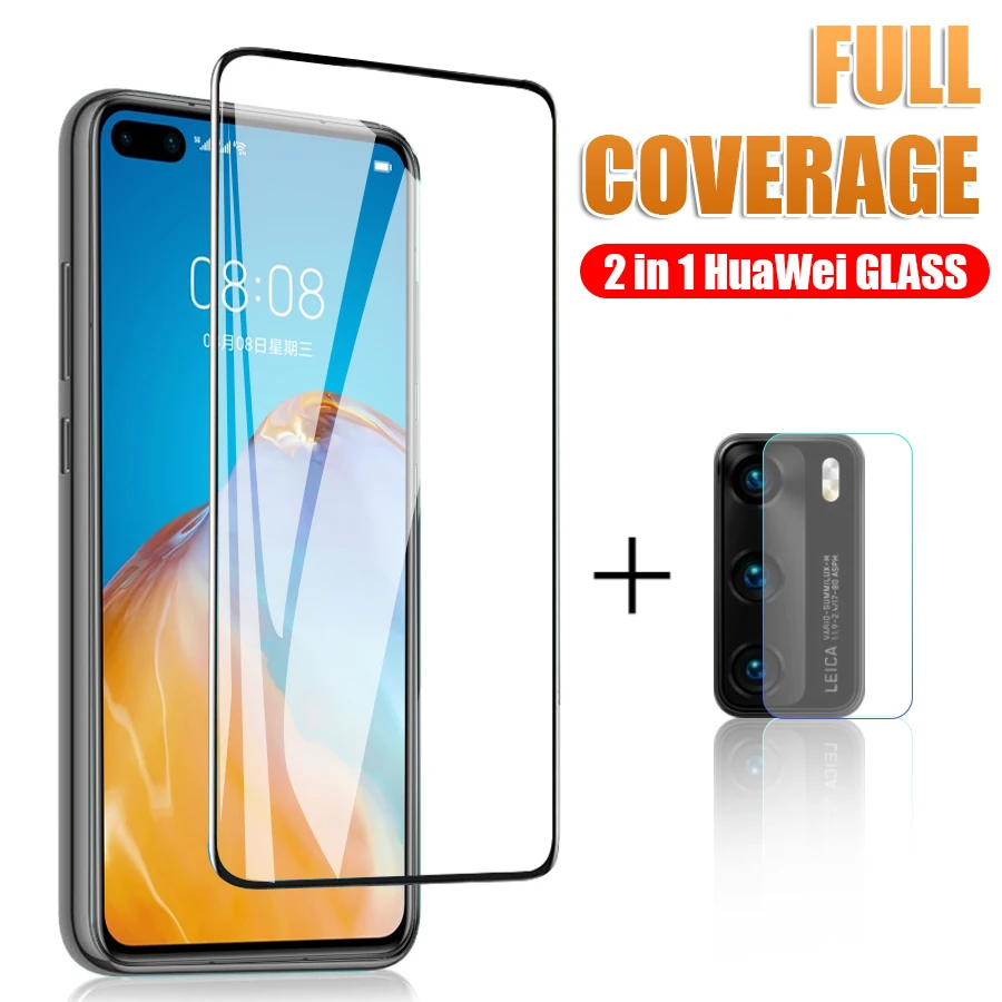 2 in 1 Camera Lens Tempered Glass For Huawei P20 P30 Pro P40 Lite E Screen Protector Mate 20 Film Sklo |
