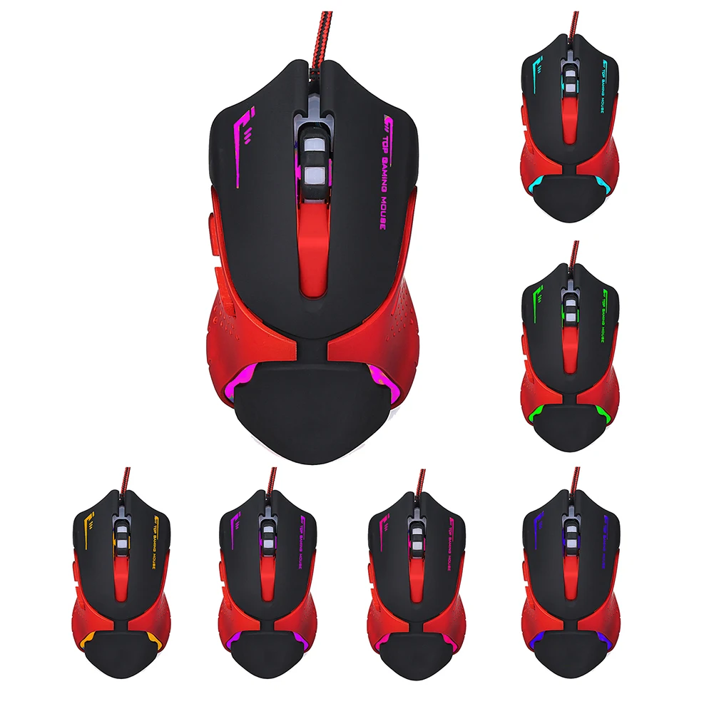 5500DPI LED Backlit Mouse professional gaming mouse with 7 bright colors LED ergonomics design 7/6 Buttons For Laptop PC Gamer
