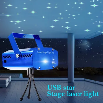 

Star LED Laser Projector Light USB Powered Disco Bar Stage Dance Party Automatic Voice Control Lighting Projection Pointer Lamp