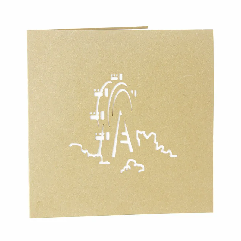  10pcs 15CM*15CM 3D pop up colorful ferry wheels laser cut card Valentine's Day wedding invitation t - 4.00035E+12