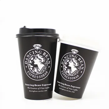 

50pcs High quality creative disposable coffee cup 300ml 400ml 500ml 700ml varies capacity black drink paper cup with lid