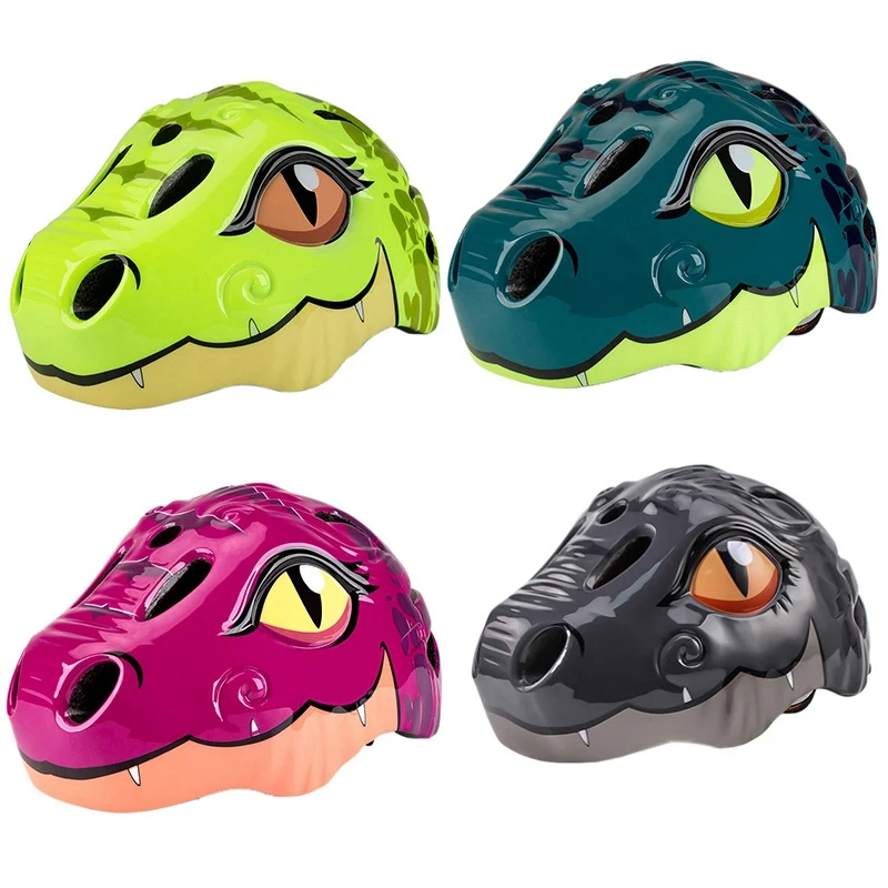Dropship-Kids Bike Helmet Design Dinosaur Pattern Safety Cycling MTB Ultralight Adjustable From Toddler | Спорт и развлечения