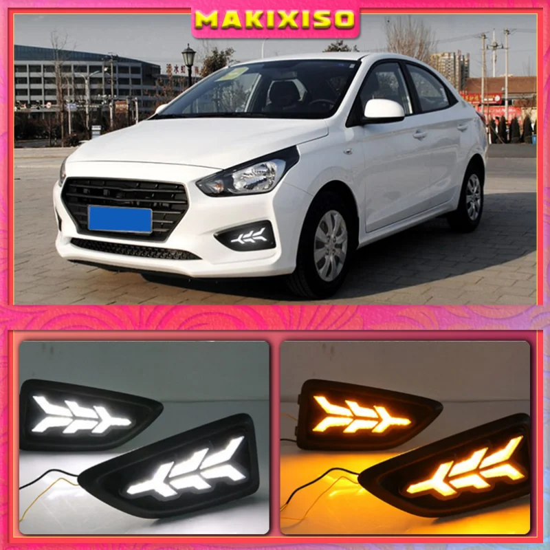 

Дневные ходовые огни для Hyundai Accent VERNA 2017 светодиодный ные Противотуманные фары дневного света с функцией поворота, 2 шт.