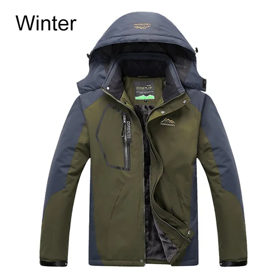 Men Army Green Winter Jacket Men L to 5XL Thick Warm Parka Coat Waterproof Mountain Jacket Pockets Hooded Fleece Windbreaker Jacket Men - Цвет: Men Army Green