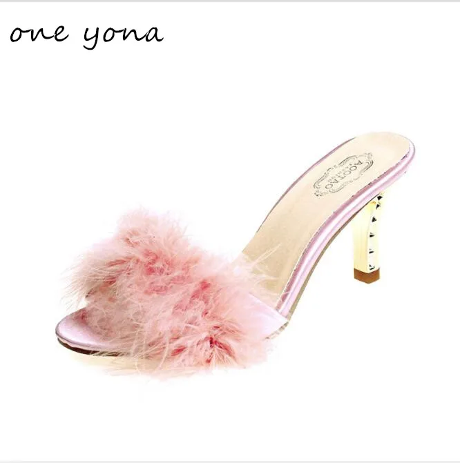 

Women's shoes 2019 spring and summer fur shoes hollow shallow mouth open toe fine with fashion casual sexy ladies sandals a445