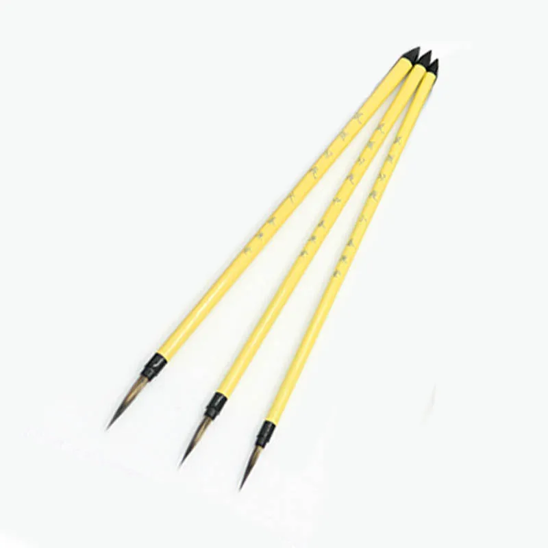 Brown Hook Line Fine Paint Brush 3pcs/set Chinese Calligraphy Brush Pen Weasel Hair for Paint Art Stationary Oil Painting Paint Brush Calligraphy Brush Art Supplies