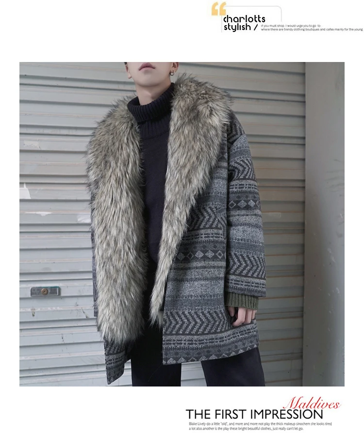 Autumn New Youth Trend Couple Windproof Thickening Material Quilted Loose Simple Pocket Men's Casual Woolen Coat