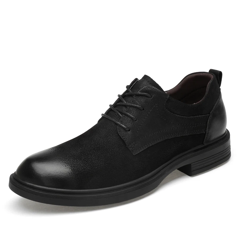 Модные мужские кроссовки; Роскошная обувь на платформе; обувь на подъеме; Коричневая Кожаная эластичная лента; повседневная обувь, увеличивающая рост; деловая кожа;% 2100 - Цвет: Black-3