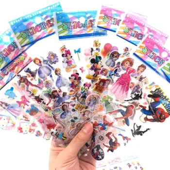 

10 pcs / lot cartoon patterns Disney Fashion Brand Kids Toys Cartoon 3D Stickers Children boys girls PVC Stickers Bubble Sticker
