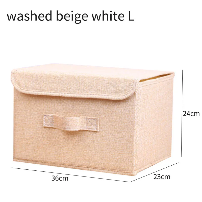 Нетканая Ткань Складной Прямоугольник ящик для хранения Коробка для хранения одежды 2 размера многофункциональный большой емкости разное Органайзер - Цвет: washed beige white L