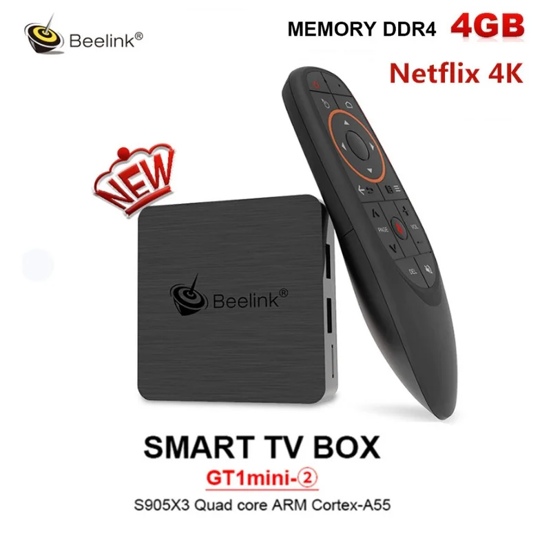 Beelink GT1 mini-2 Smart tv Box Поддержка Netflix HD IPTV, Amlogic S905X3 Android 9,0 4 Гб 64G Голосовое управление 5G WiFi Google Play Box