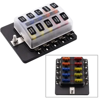 

New 10-Way Blade Fuse Box Fuse Box Block with LED Warning Indicator Waterproof Cover for Car Boat RV DC 12-32V Blade Fuse Case